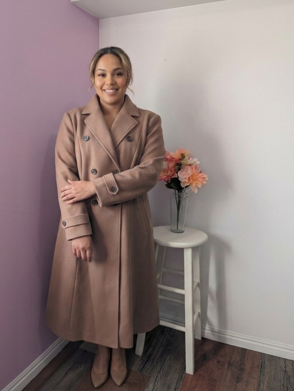 Classic Double-Breasted Brown Wool Coat - Brand | Size XL